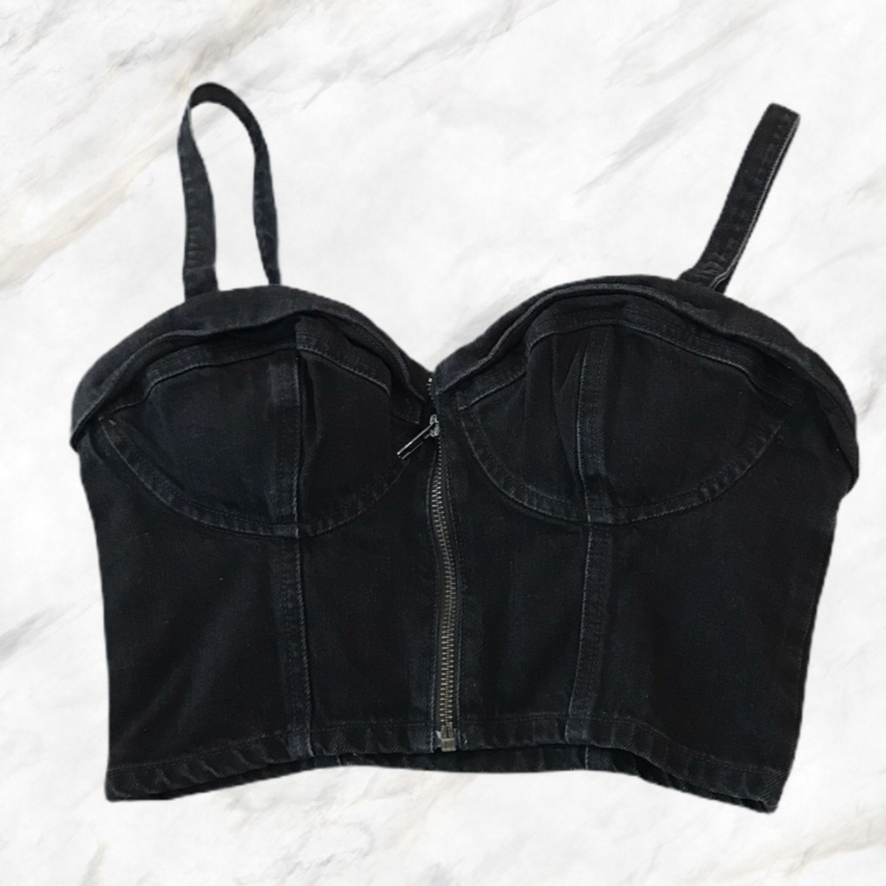 Guess Structured Denim Bustier Top